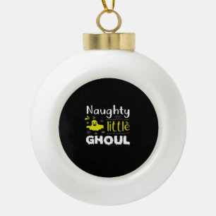 Naughty Little Ghoul Funny Halloween Design Ceramic Ball Christmas Ornament