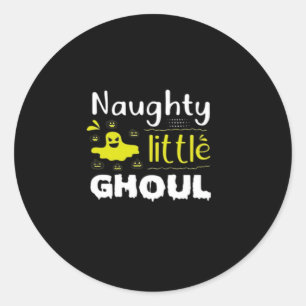 Naughty Little Ghoul Funny Halloween Design Classic Round Sticker