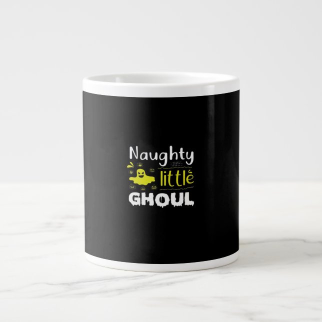 Naughty Little Ghoul Funny Halloween Design Giant Coffee Mug (Front)