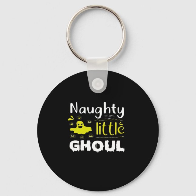 Naughty Little Ghoul Funny Halloween Design Keychain (Front)