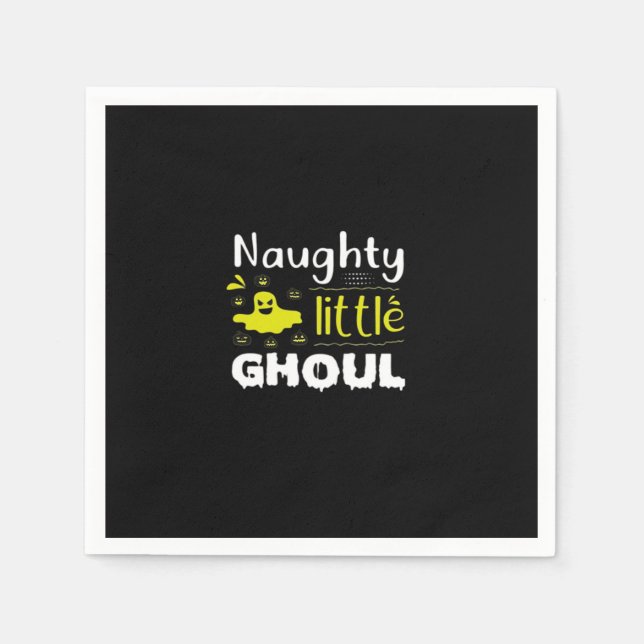 Naughty Little Ghoul Funny Halloween Design Napkins (Front)