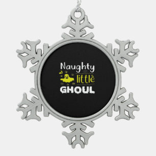 Naughty Little Ghoul Funny Halloween Design Snowflake Pewter Christmas Ornament