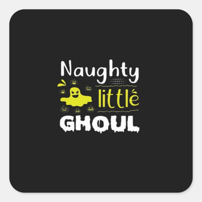 Naughty Little Ghoul Funny Halloween Design Square Sticker (Front)