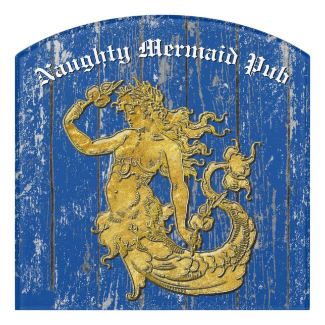 Naughty Mermaid Pub Door Sign (Contour Front)