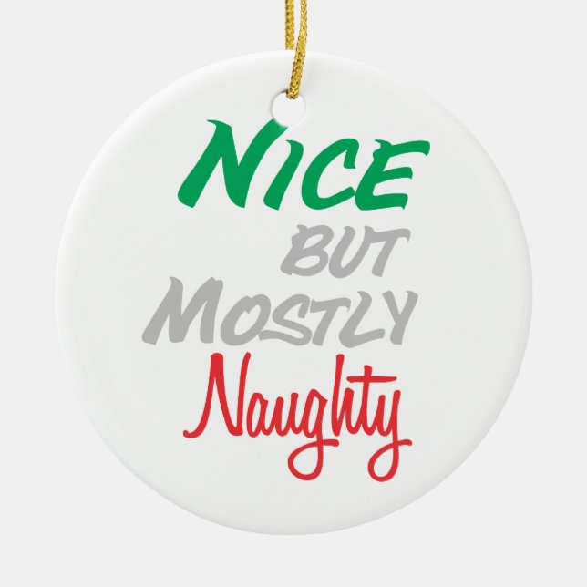 Naughty Mix Up Ceramic Ornament (Front)
