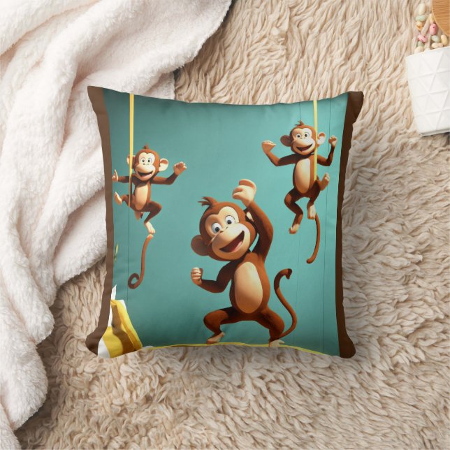 naughty monkey family throw pillow (Blanket)
