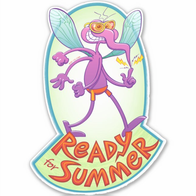 Naughty mosquito ready to bite you this summer sticker (Front)