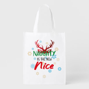Naughty New Nice, Sarcastic Funny Xmas List Grocery Bag