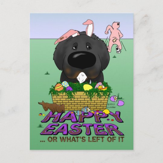 Naughty Newfie Happy Easter Holiday Postcard Zazzle Com