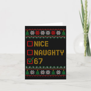Naughty Nice 6 7 Funny Brainrot Meme Ugly Xmas Six Card