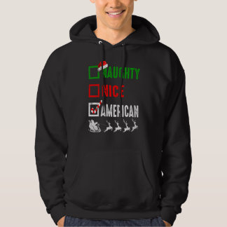 Naughty Nice American Christmas Pajamas Funny Sant Hoodie