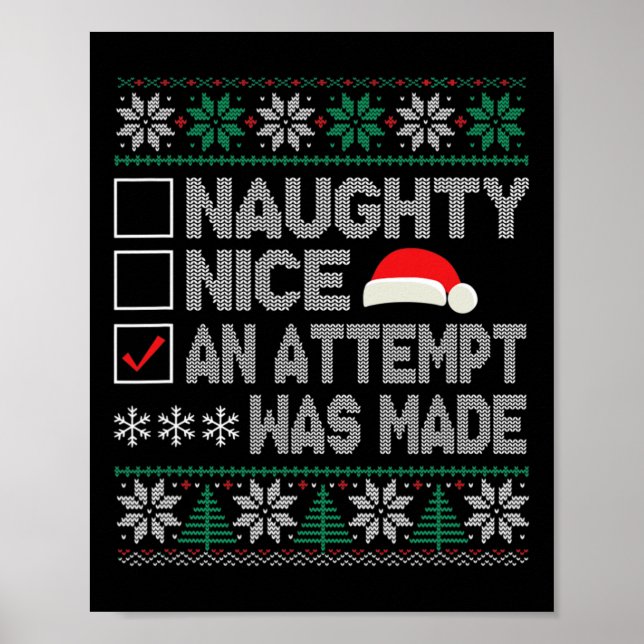 Naughty Nice An Attempt Was Made Ugly Xmas  Poster (Front)