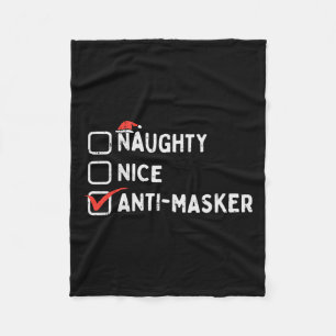 Naughty Nice Anti Masker Funny Christmas Quarantin Fleece Blanket