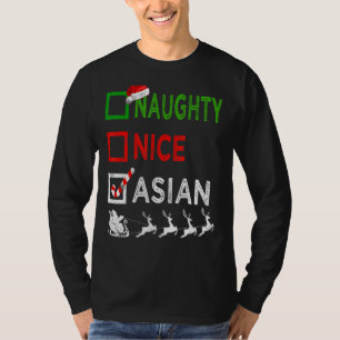 Naughty Nice Asian Christmas Pajamas Funny Santa H T-Shirt