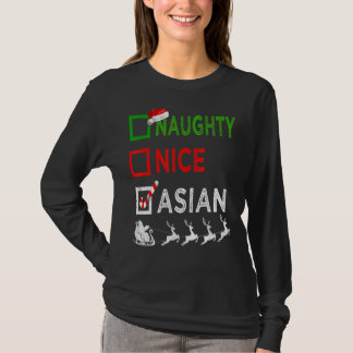 Naughty Nice Asian Christmas Pajamas Funny Santa H T-Shirt