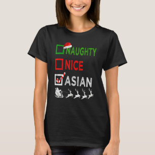 Naughty Nice Asian Christmas Pajamas Santa Hat Xma T-Shirt