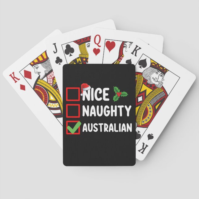 Naughty Nice Australian Christmas List Holiday Poker Cards (Back)