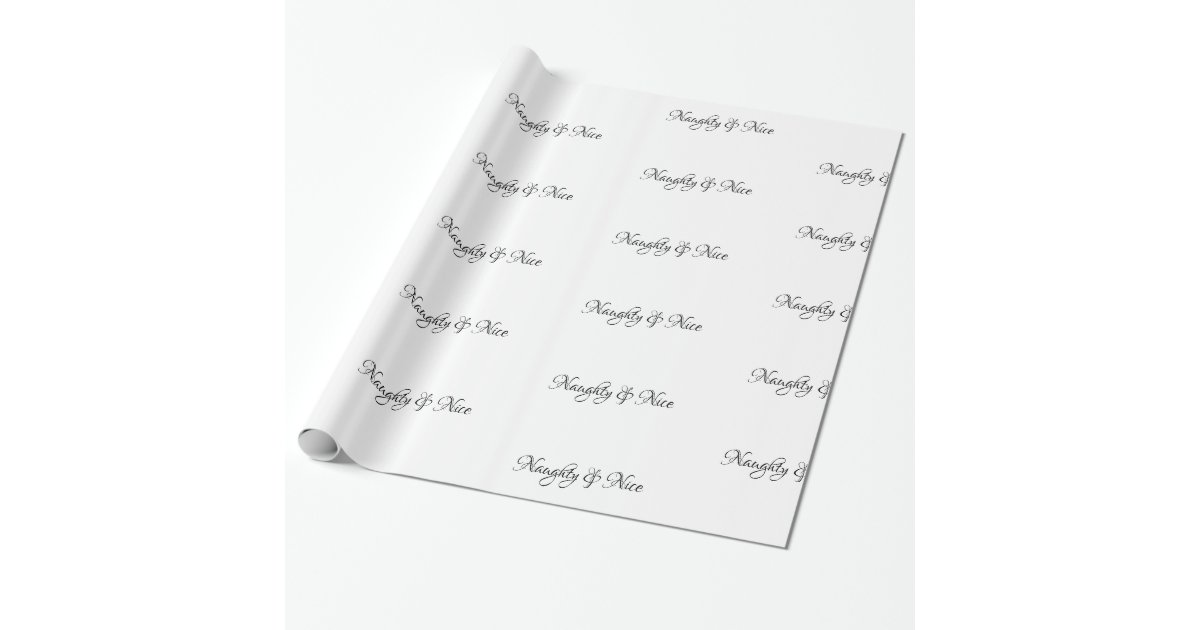 Naughty &amp; Nice BlackScript - Wrapping Paper | Zazzle