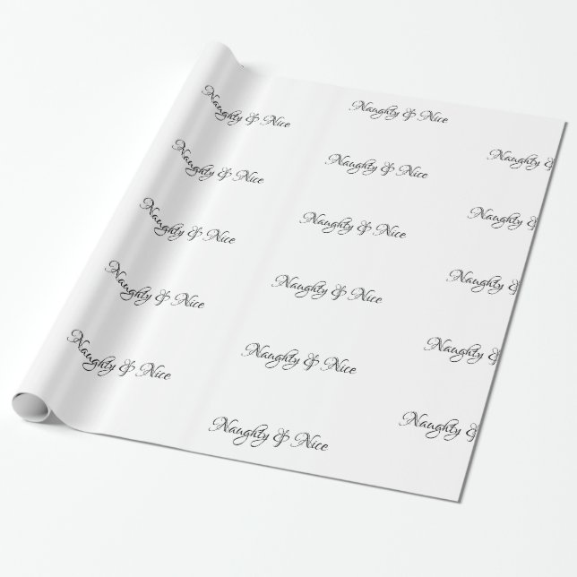 Naughty & Nice BlackScript - Wrapping Paper (Unrolled)