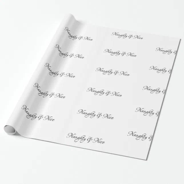 Naughty &amp; Nice BlackScript - Wrapping Paper | Zazzle