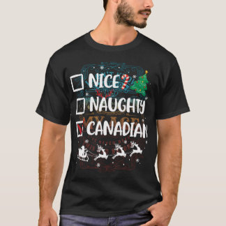 Naughty Nice Canadian Christmas Funny Santa Hat Xm T-Shirt