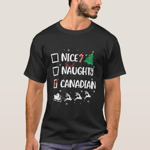 Naughty Nice Canadian Christmas Funny Santa Hat Xm T_Shirt