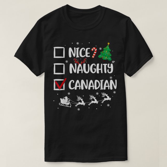 Naughty Nice Canadian Christmas Funny Santa Hat Xm T-Shirt (Design Front)
