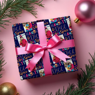 Naughty & Nice Cheery Colourful Christmas Photo Wrapping Paper