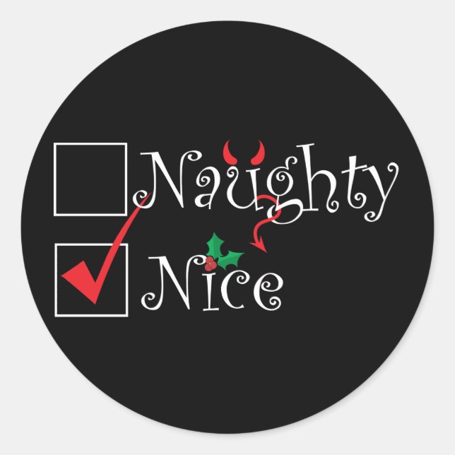Naughty Nice Classic Round Sticker (Front)