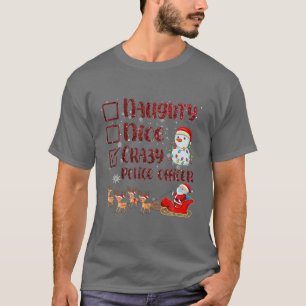 Naughty Nice Crazy Police Officer Christmas Santa T-Shirt