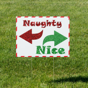 Naughty & Nice Cute Christmas Sign