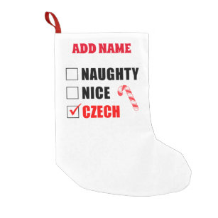 Naughty Nice Czech Personalized Small Christmas Stocking