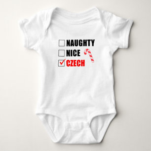 Naughty Nice Czech Santa List Baby Bodysuit