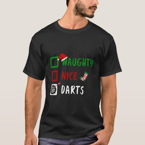 Naughty Nice Darts Funny Christmas Santa Gift Xmas T_Shirt