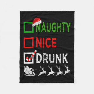 Naughty Nice Drunk Christmas Pajamas Funny Santa H Fleece Blanket