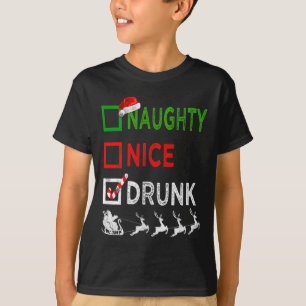 Naughty Nice Drunk Christmas Pajamas Funny Santa H T-Shirt