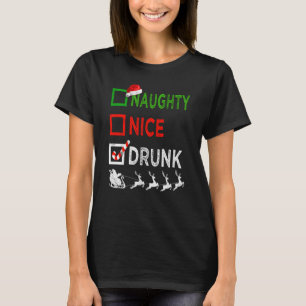 Naughty Nice Drunk Christmas Pajamas Funny Santa H T-Shirt