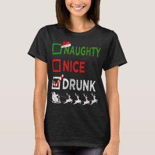 Naughty Nice Drunk Christmas Pajamas Funny Santa H T-Shirt