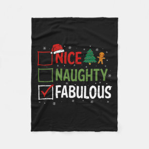 Naughty Nice Fabulous Christmas Pajamas Santa Clau Fleece Blanket