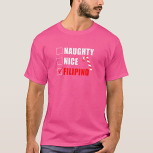 Naughty Nice Filipino Candy Cane Christmas Santa L T-Shirt