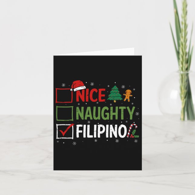 Naughty Nice Filipino Christmas Pajamas Santa Clau Card (Front)