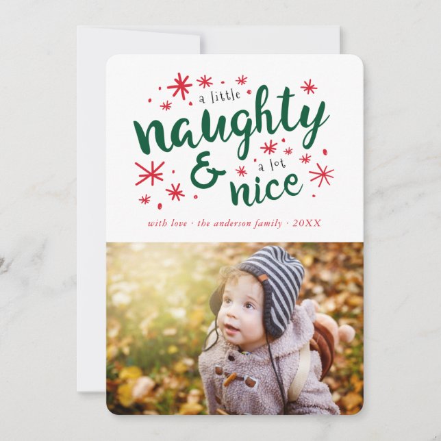 Naughty & Nice Funny Holiday Photo card (Front)