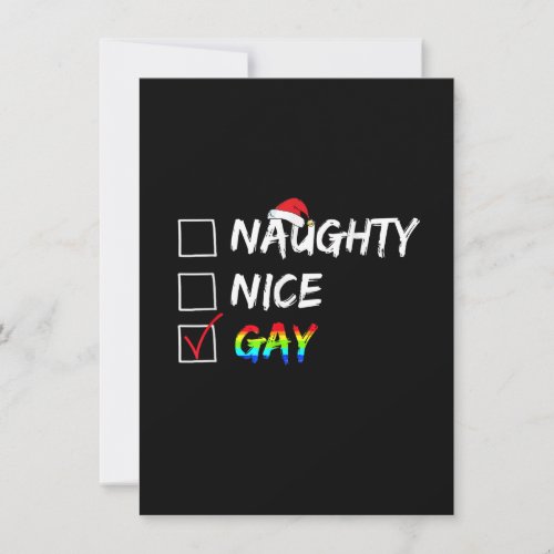 Naughty Nice Gay Rainbow Funny Gay Pride LGBT Chri Invitation