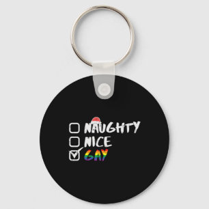 Naughty Nice Gay Rainbow Funny Gay Pride Lgbt Chri Keychain