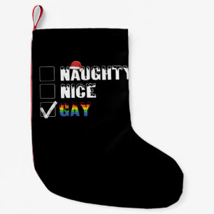 Naughty Nice Gay Rainbow Pride LGBT Christmas Gift Small Christmas Stocking