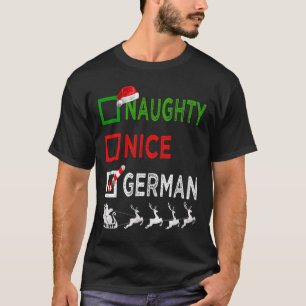 Naughty Nice German Christmas Pajamas Funny Santa T-Shirt