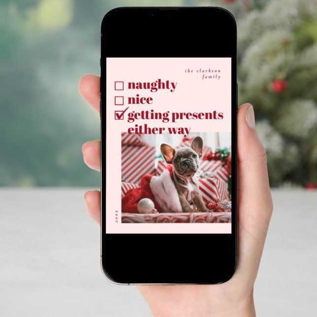 Naughty, Nice, Getting Presents Either Way Holiday Card (Front Digital)