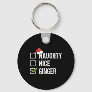 Naughty Nice Ginger Redhead Santa Hat Irish Christ Keychain