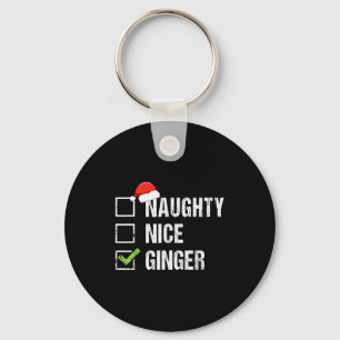 Naughty Nice Ginger Redhead Santa Hat Irish Christ Keychain