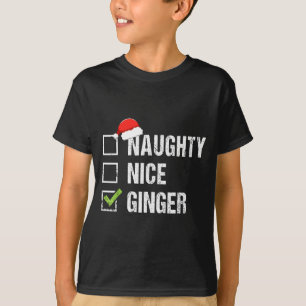 Naughty Nice Ginger Redhead Santa Hat Irish Christ T-Shirt